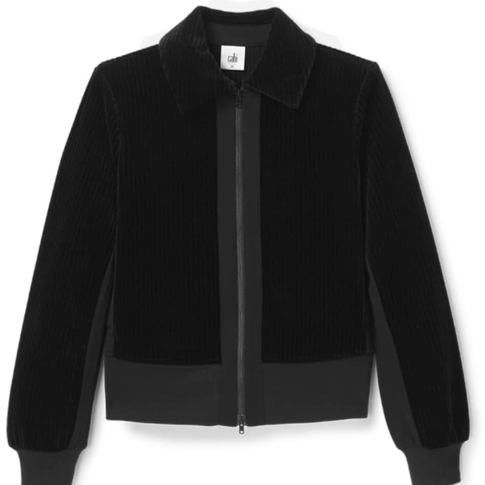 Cabi Team Jacket! Black Velvet Zip-Up Jacket #4499 size medium nwot